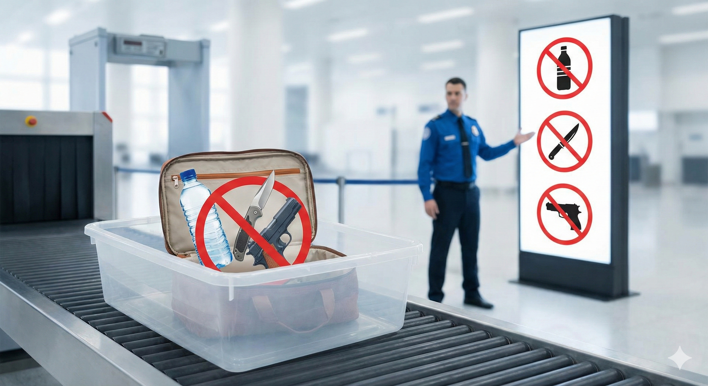 Prepovedani predmeti v ročni prtljagi - orožje, tekočine, ostri predmeti