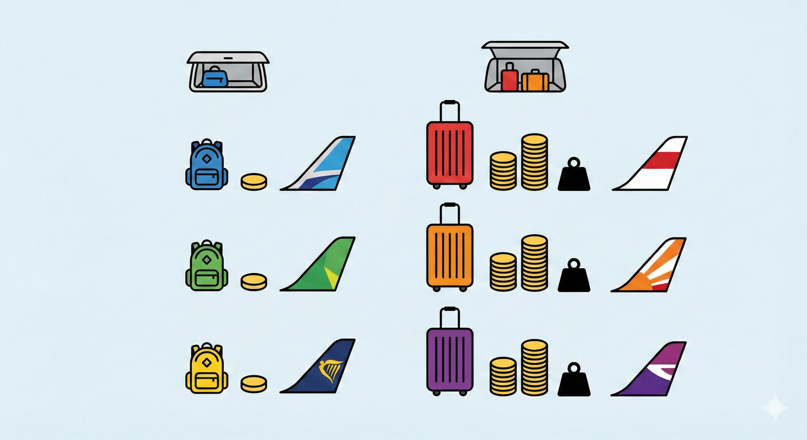 Primerjava stroškov ročne in oddane prtljage pri različnih prevoznikih